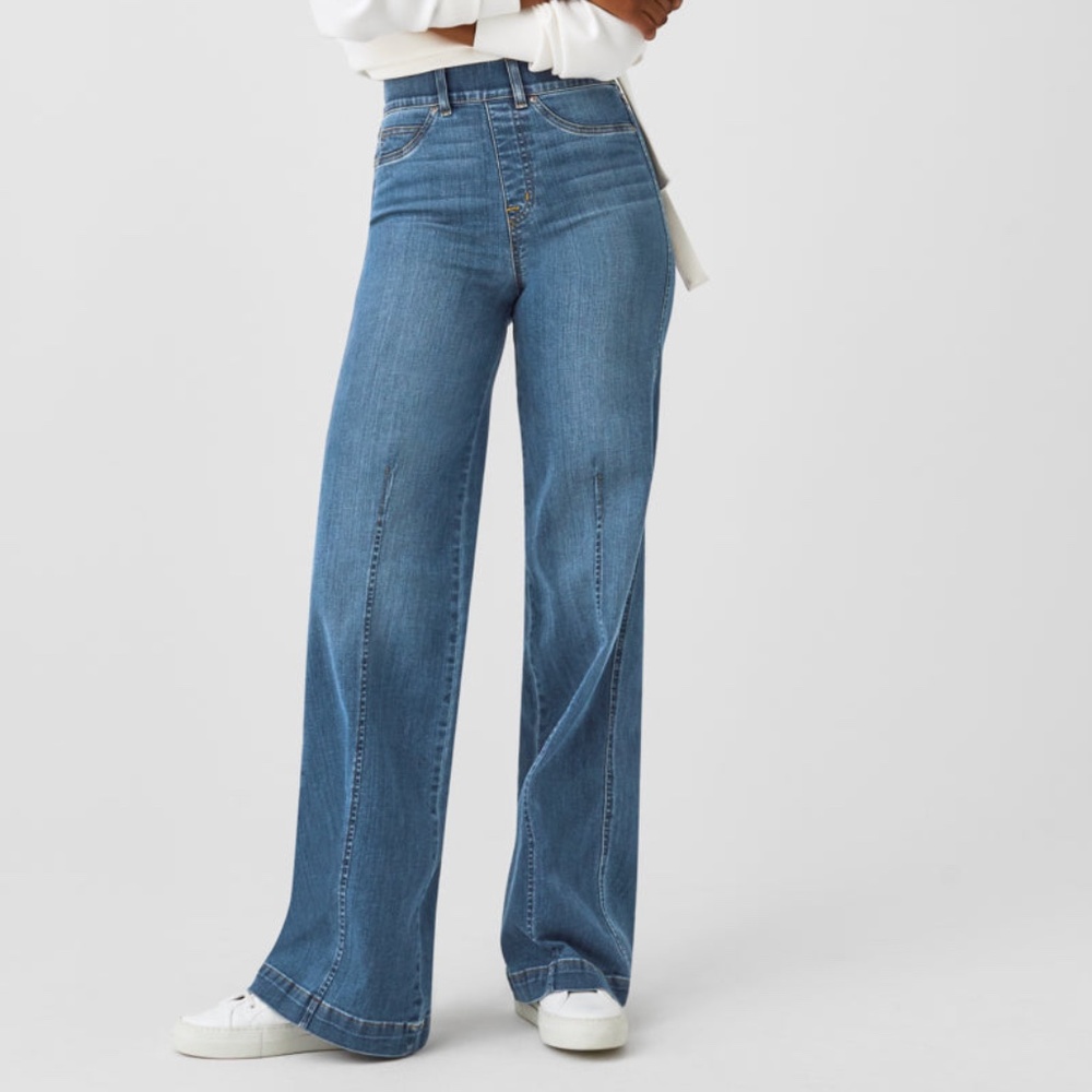 Spanx 1X petite wide leg denim